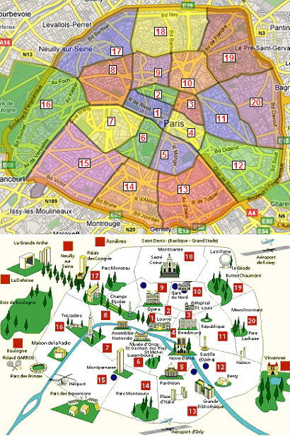 Plan des arrondissements de Paris